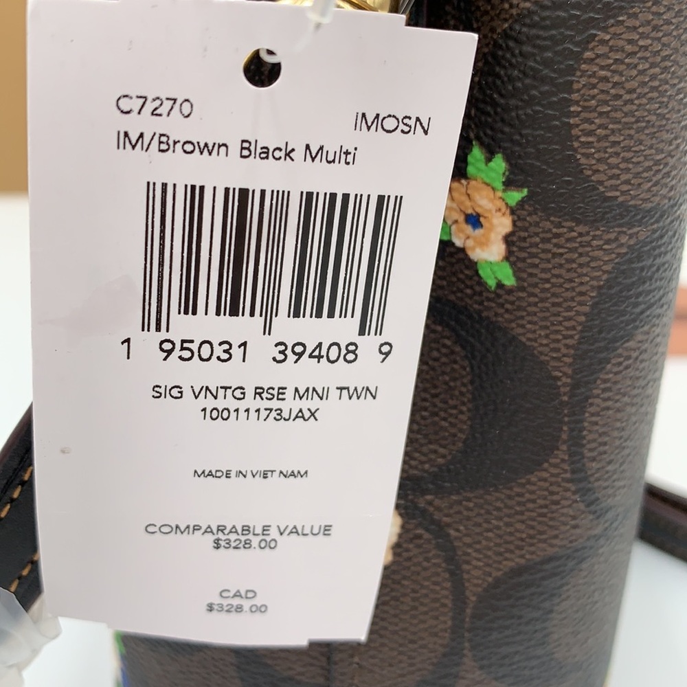 COACH NWT Mini Town Bucket Bag In Signature Canvas With Vintage Mini Rose Print - Picture 13 of 13